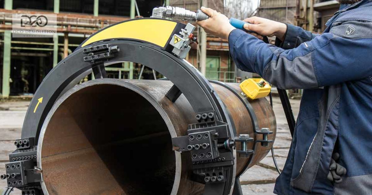 Cold cutting pipe operation at an industrial site in Dubai UAE