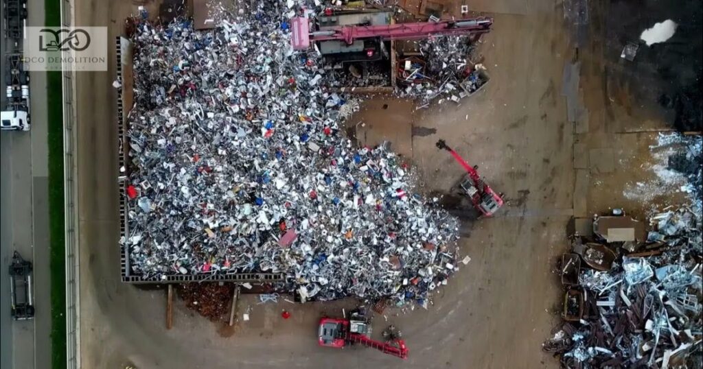 Scrap metal recovery from demolition project in UAE showing steel and copper materials