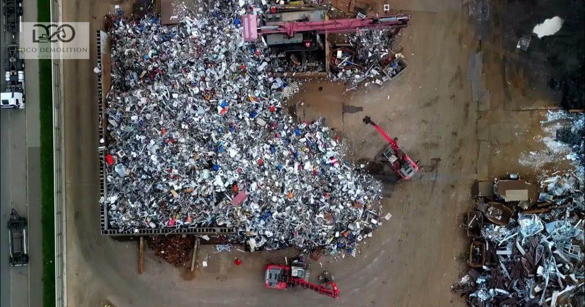 Scrap metal recovery from demolition project in UAE showing steel and copper materials